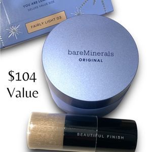 BareMinerals Original Loose Mineral Foundation Deluxe Size 18g & Brush C…